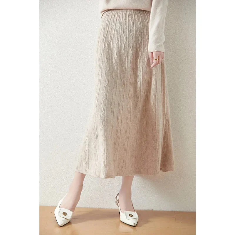 Olympia | Merino Wool Knit A-Line Skirt