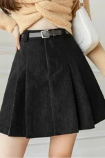 Gaetane | Pleated Corduroy Mini Skirt
