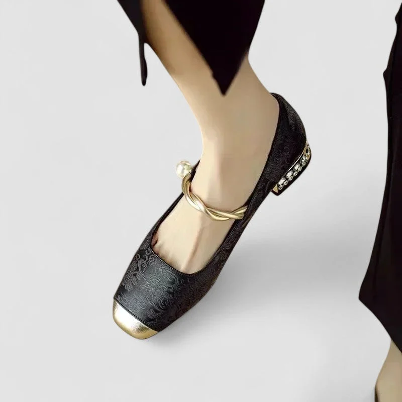 Vera | Pearl Strap Leather Mary Janes