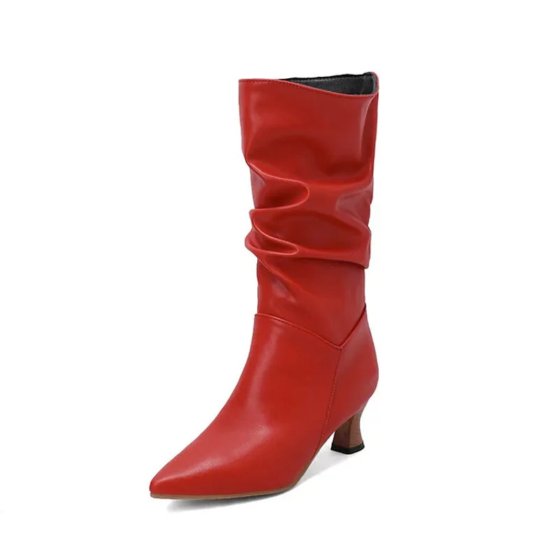 Agathe | Mid-Calf Slip-On Heel Boots