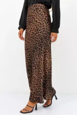 Alexandrine | Leopard Print Satin Skirt