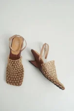 Alida | Braided Linen Square Toe Heels