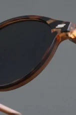 Frosted Wood Effect Round Sunglasses