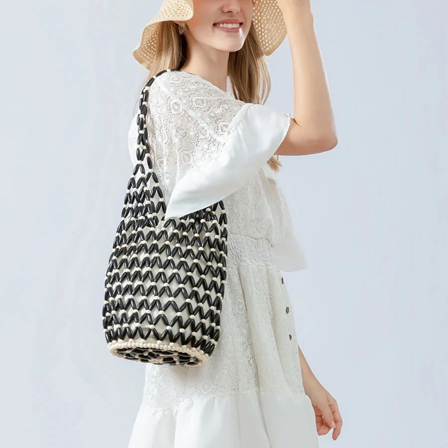 Beaded Open Net Tote, Lined