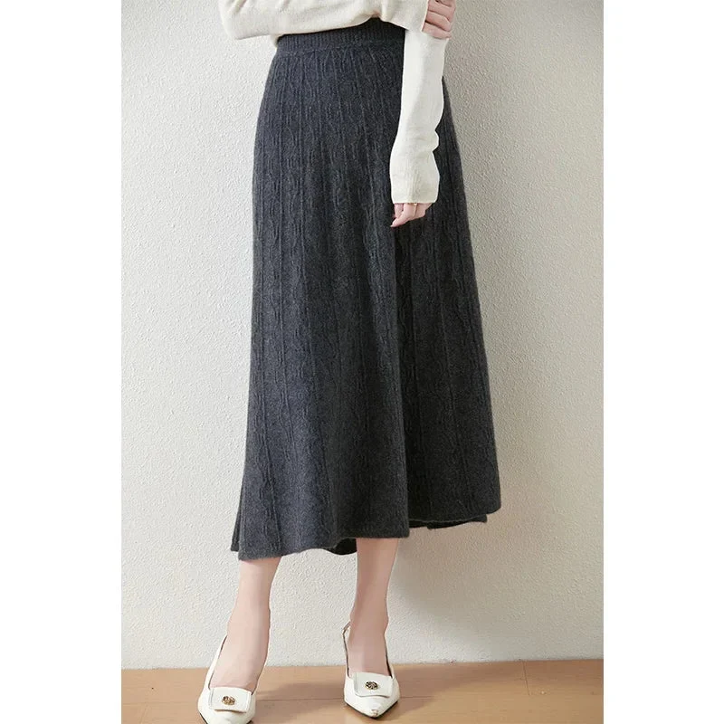 Olympia | Merino Wool Knit A-Line Skirt
