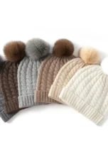 Fine Knit Cashmere Pom Beanie