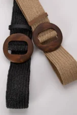 Woven Straw Belt, Wood Ring Buckle