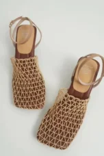 Alida | Braided Linen Square Toe Heels