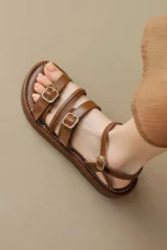 Mabel | Triple Buckle Leather Sandals