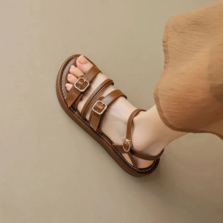 Mabel | Triple Buckle Leather Sandals