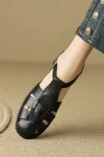 Arminda | Woven Leather T-Strap Sandals