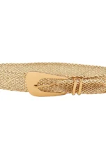 Woven Stretch Belt, Hooked Gold Buckle