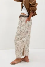 Celine | Printed Cotton Denim Wide Leg Jeans