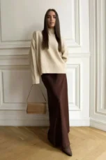 Deborah | Fishtail Hem Satin Maxi Skirt