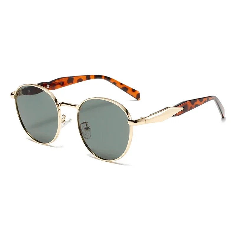 Amber Lens Round Metal Sunglasses