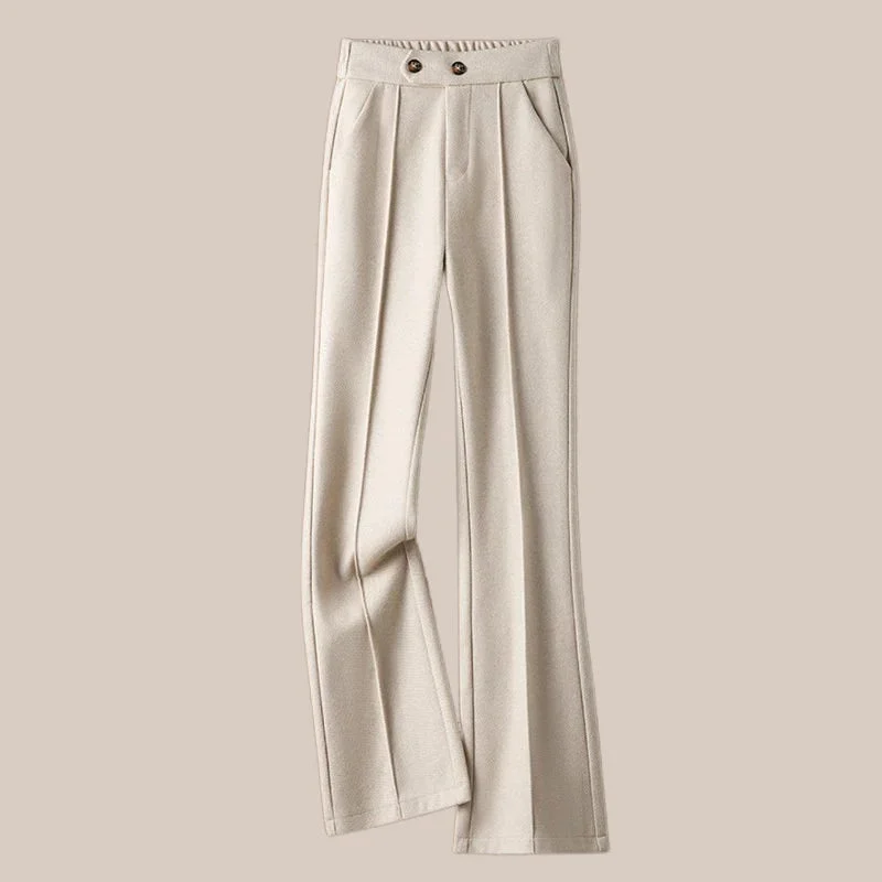 Capucine | Wool Blend Pleated Flare Trousers