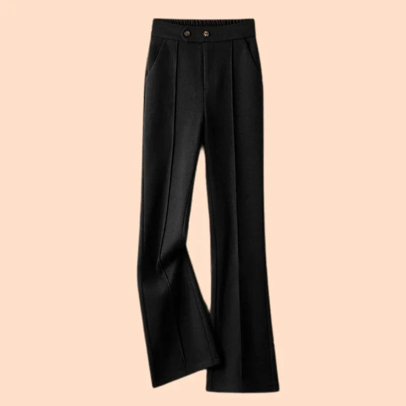 Capucine | Wool Blend Pleated Flare Trousers