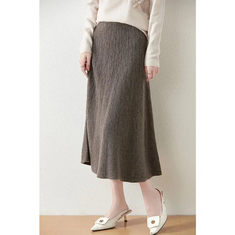 Olympia | Merino Wool Knit A-Line Skirt