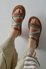 Isaline | Braided Cowhide Flat Sandals