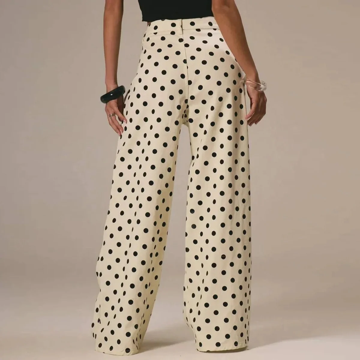 Paule | Polka Dot Cotton Wide Leg Trousers