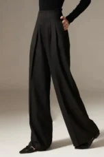 Octavie | Draped Cotton Wide Leg Trousers