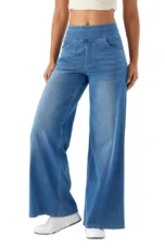 Michelle | Pull On Elastic Waist Wide Jeans