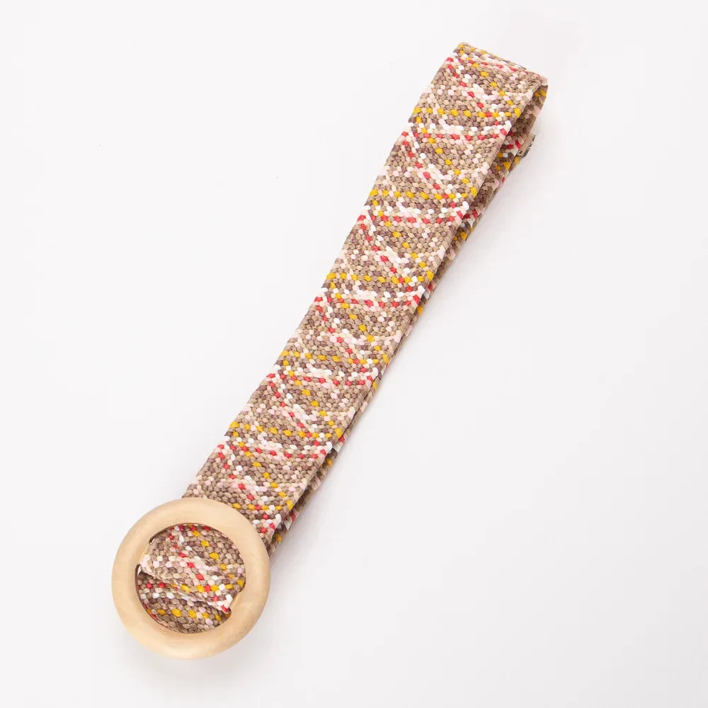 Woven Straw Belt, Wood Ring Buckle