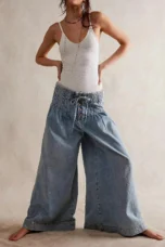 Lucia | Cotton Chambray Wide Leg Pants