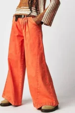 Tharsile | Pleated 100% Cotton Wide Jeans