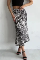 Alexandrine | Leopard Print Satin Skirt