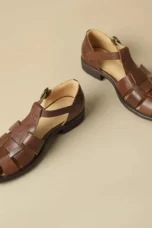 Arminda | Woven Leather T-Strap Sandals