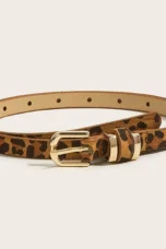 Leopard Print Leather Belt, 41 in