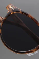 Frosted Wood Effect Round Sunglasses