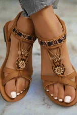 Salome | Beaded Floral Ankle Band Sandals