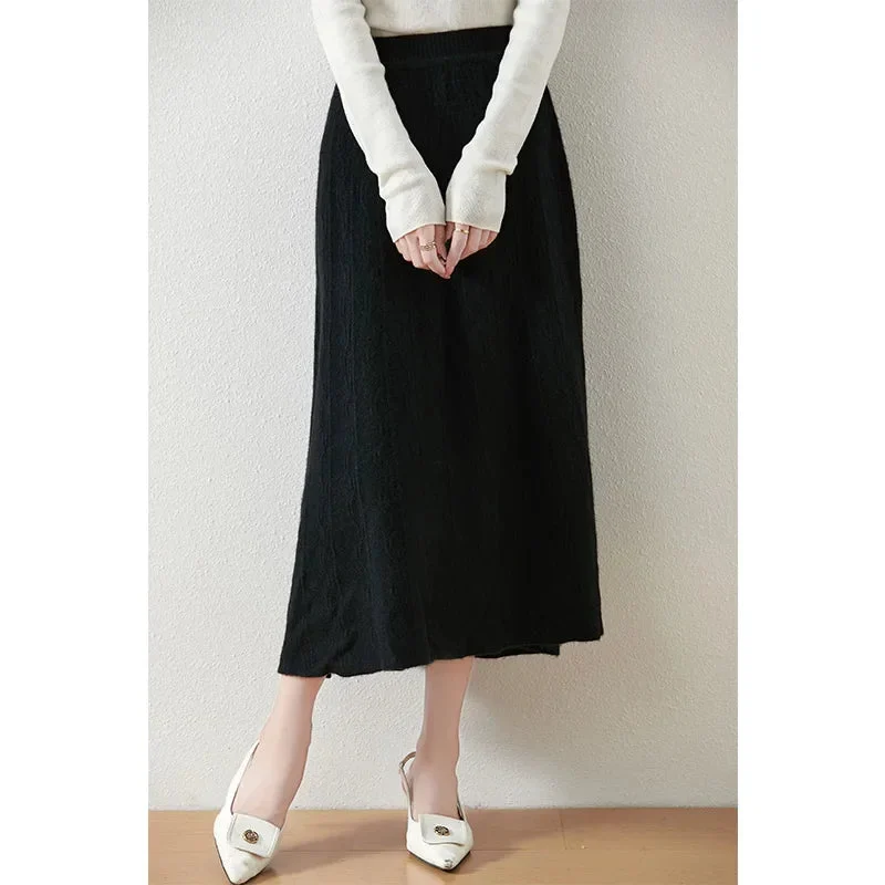 Olympia | Merino Wool Knit A-Line Skirt