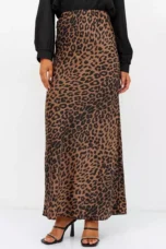 Alexandrine | Leopard Print Satin Skirt
