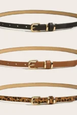 Leopard Print Leather Belt, 41 in