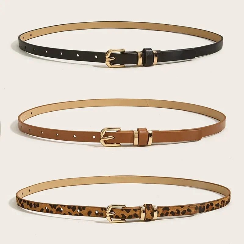 Leopard Print Leather Belt, 41 in