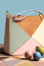 Faceted Panel Structured Handbag