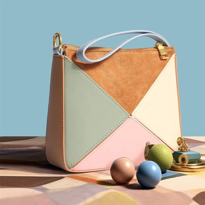 Faceted Panel Structured Handbag