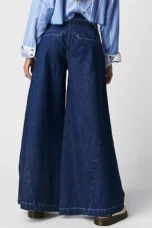 Tharsile | Pleated 100% Cotton Wide Jeans