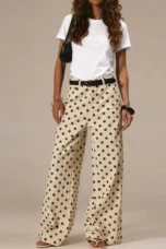 Paule | Polka Dot Cotton Wide Leg Trousers