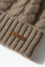 Hand-Knit Cashmere Beanie, Fur Pom