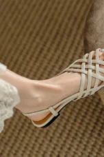 Nancy | Woven Ankle Strap Flat Sandals