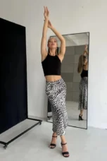 Alexandrine | Leopard Print Satin Skirt