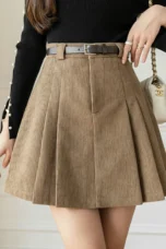 Gaetane | Pleated Corduroy Mini Skirt