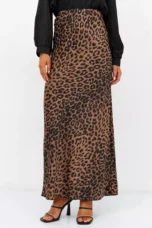 Alexandrine | Leopard Print Satin Skirt