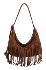 Suede Fringe Bag, Leather Seams