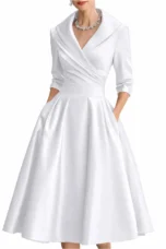 Antonia | Satin Lapel Collar Evening Dress