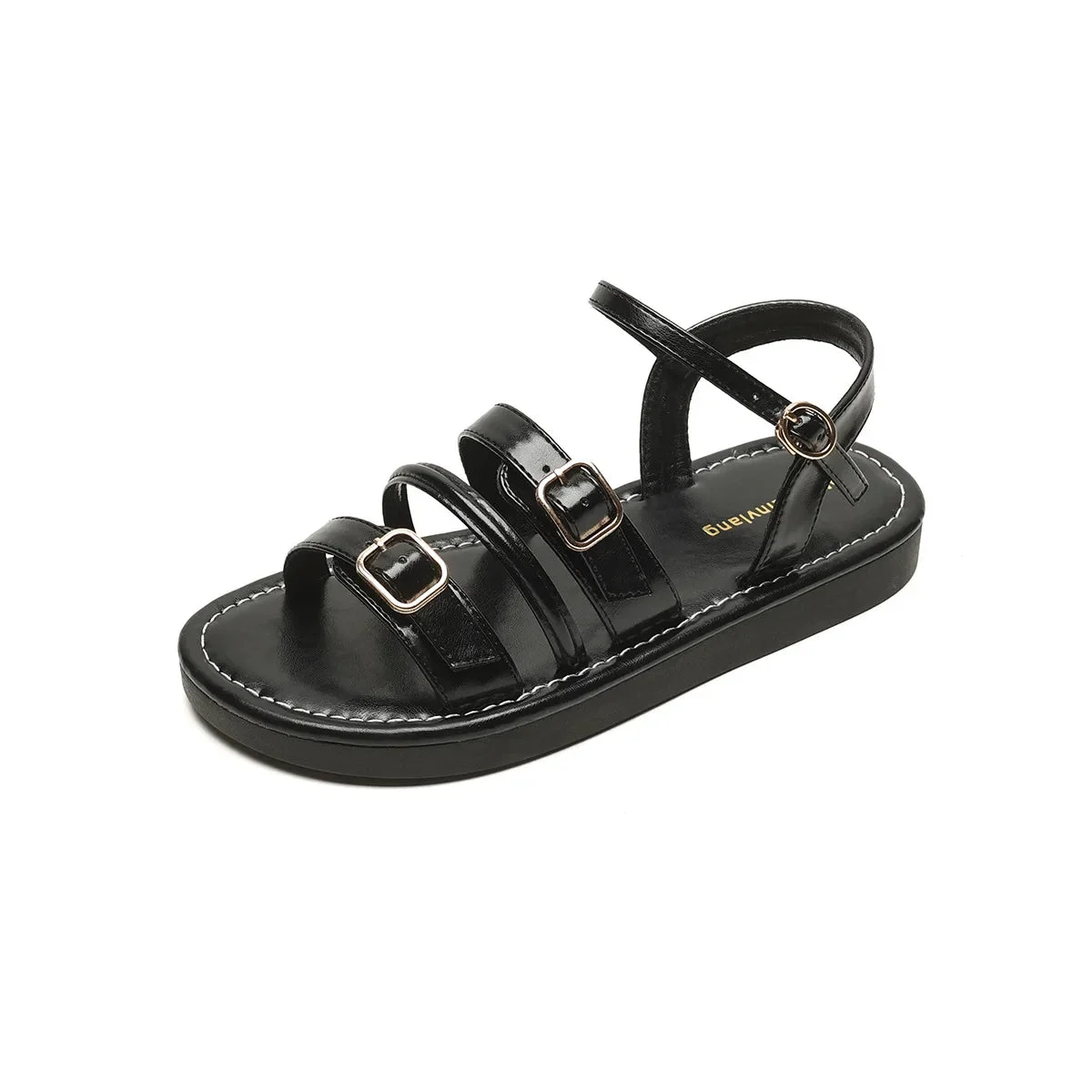 Mabel | Triple Buckle Leather Sandals